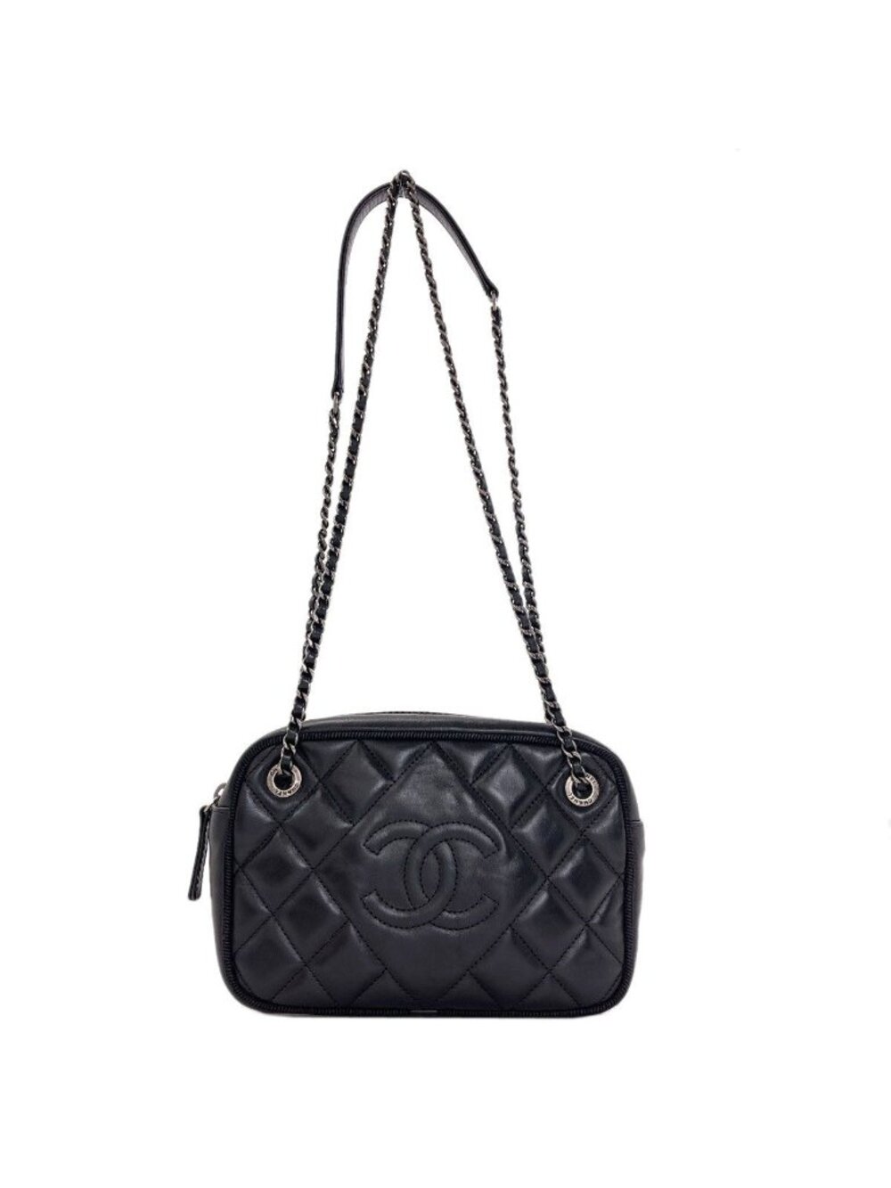 Chanel Ballerina CC Logo Silver Shoulder Bag Calfskin